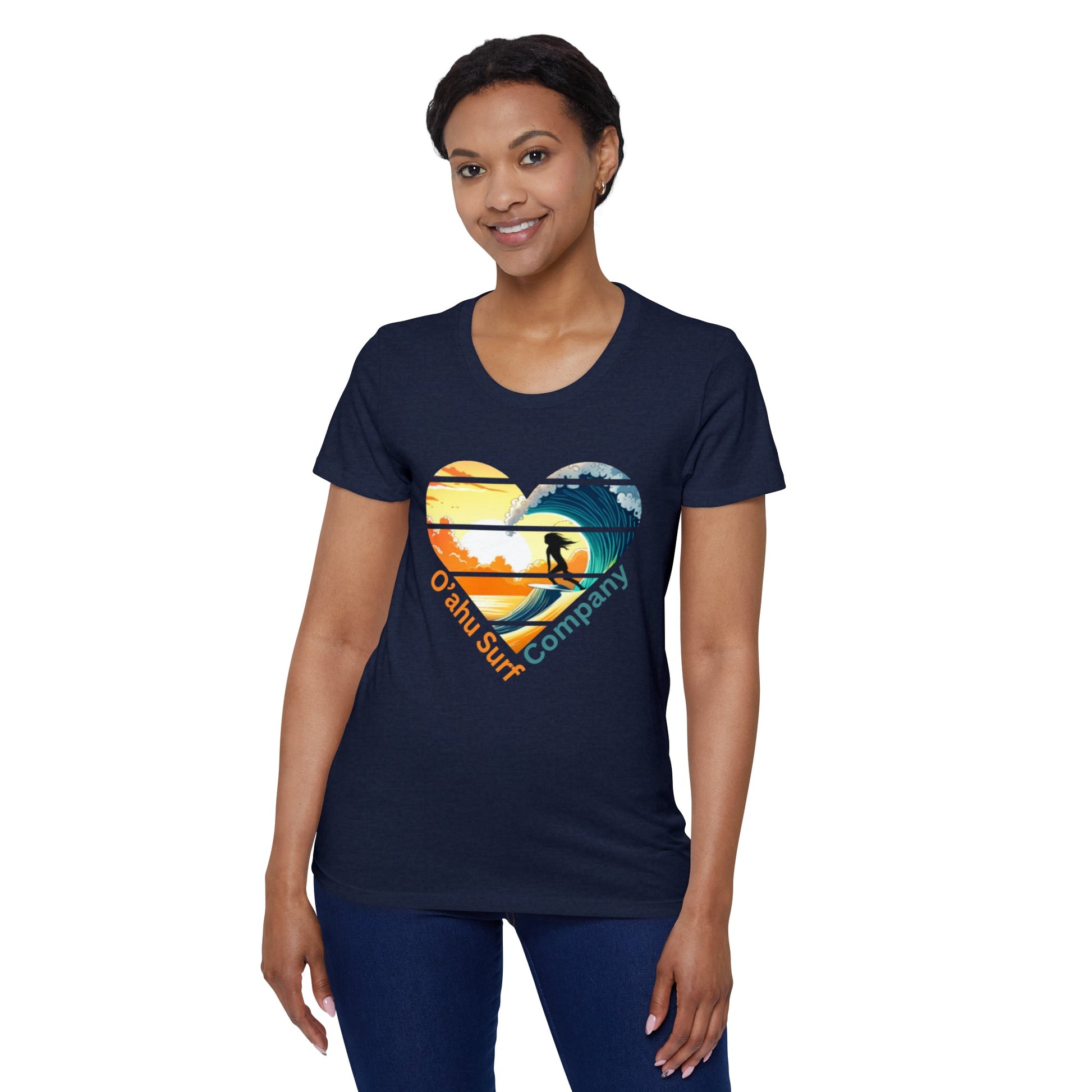 O'ahu Surf Company Women's Surfer Girl Heart T-shirt. Hawaii Surf Shirt. Hawaii Surf T Shirts . Surf girl hawaii tshirt.