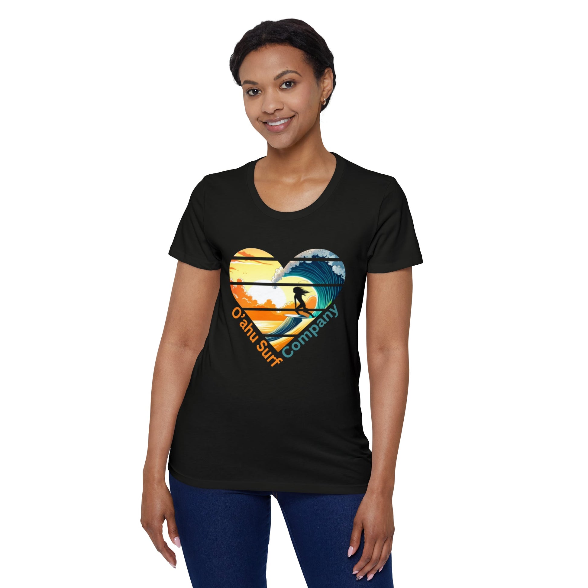 O'ahu Surf Company Women's Surfer Girl Heart T-shirt. Hawaii Surf Shirt. Hawaii Surf T Shirts . Surf girl hawaii tshirt.