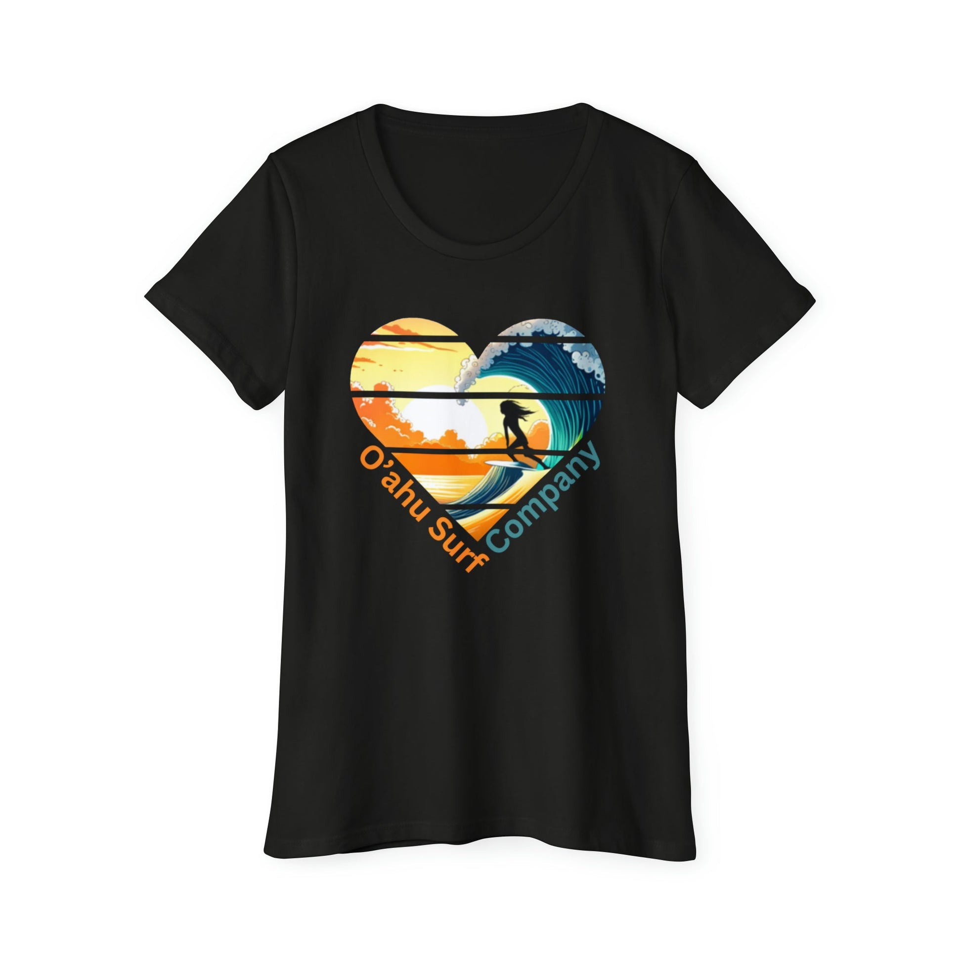 O'ahu Surf Company Women's Surfer Girl Heart T-shirt. Hawaii Surf Shirt. Hawaii Surf T Shirts Night. Surf girl hawaii tshirt.