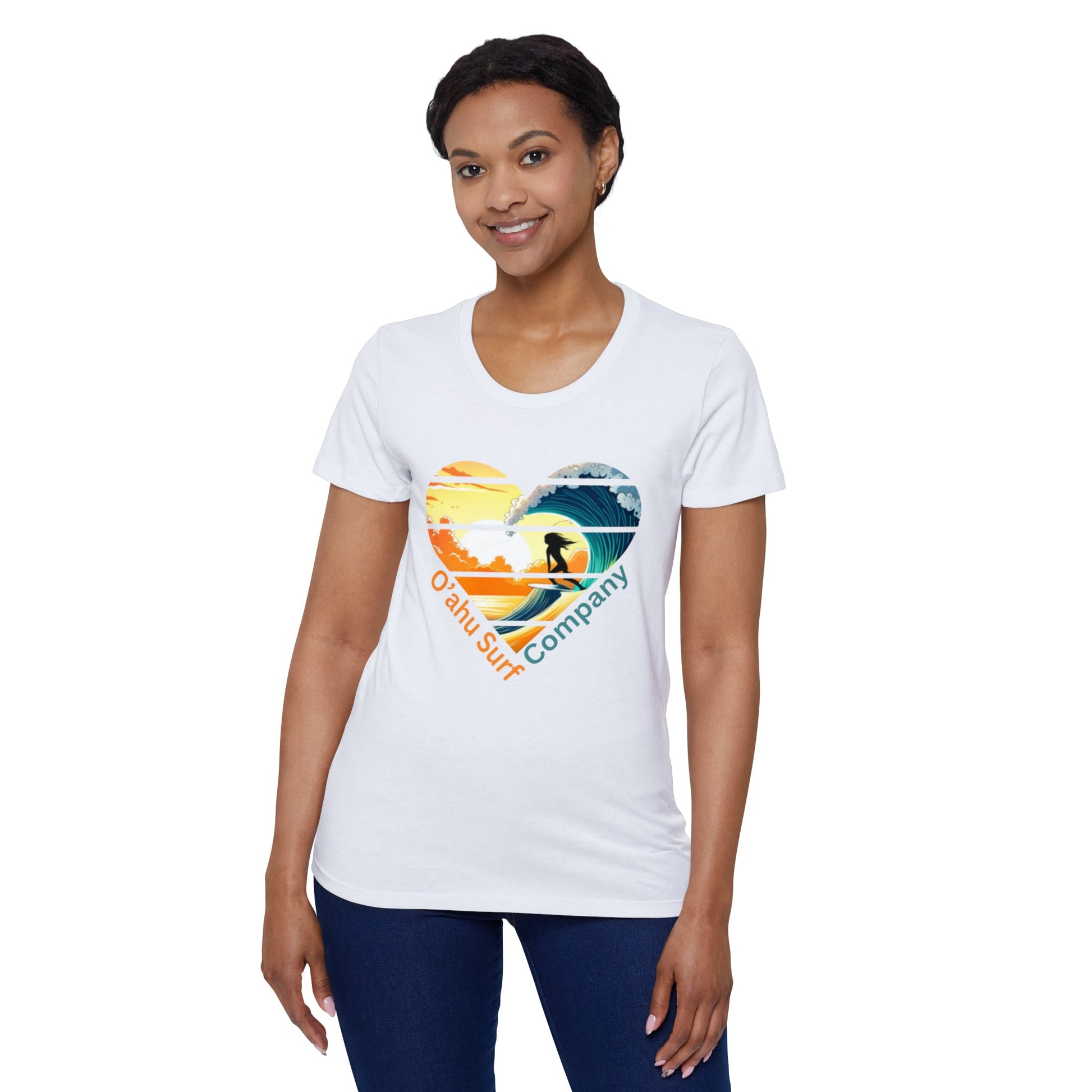 O'ahu Surf Company Women's Surfer Girl Heart T-shirt. Hawaii Surf Shirt. Hawaii Surf T Shirts . Surf girl hawaii tshirt.