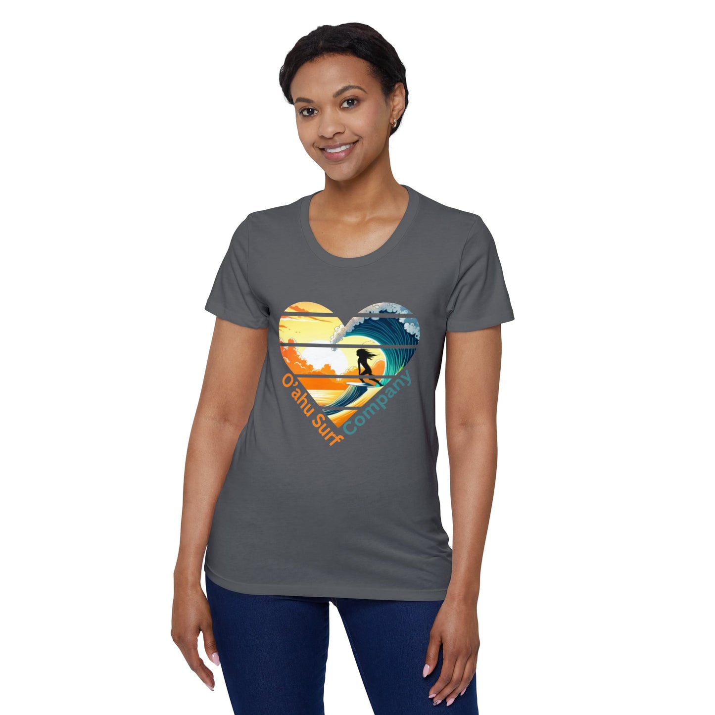 O'ahu Surf Company Women's Surfer Girl Heart T-shirt. Hawaii Surf Shirt. Hawaii Surf T Shirts . Surf girl hawaii tshirt.