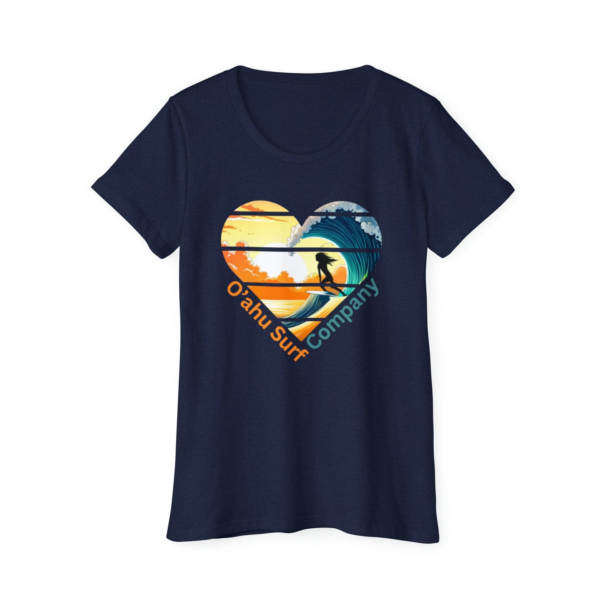 O'ahu Surf Company Women's Surfer Girl Heart T-shirt. Hawaii Surf Shirt. Hawaii Surf T Shirts Ocean. Surf girl hawaii tshirt.