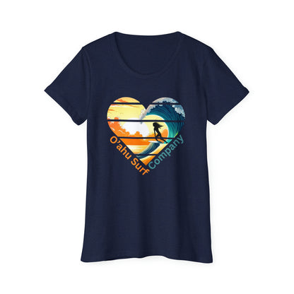 O'ahu Surf Company Women's Surfer Girl Heart T-shirt. Hawaii Surf Shirt. Hawaii Surf T Shirts Ocean. Surf girl hawaii tshirt.